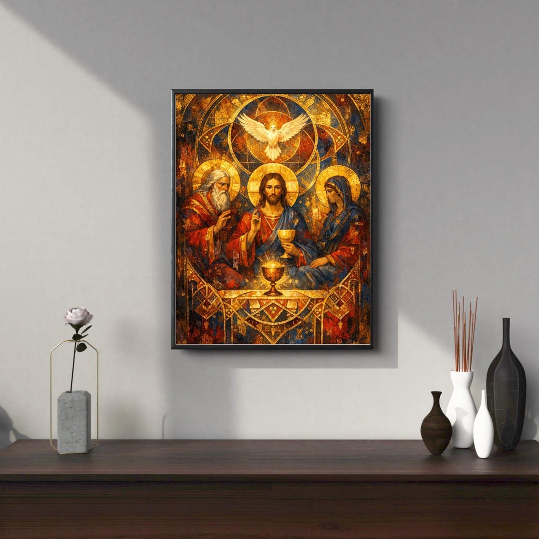 Holy Trinity Icon Print, Byzantine Orthodox Art, Vintage Abstract ...