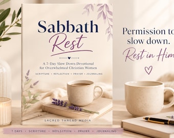 Sabbath Rest Devotional Journal | 7 Day Christian Self Care Guided Bible Study  | Prayer & Reflection Workbook - A4 PDF