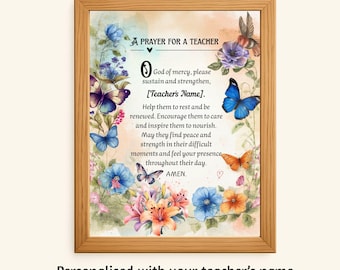 Personalised Teacher Prayer Print, Christian End of Year Gift (Digital Download)