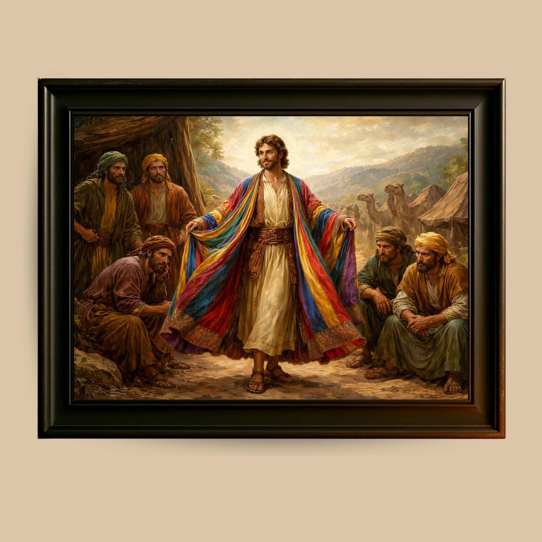 Joseph Color Joseph's Coat of Many Colors Biblical Art – Vivid Vintage Painting ...