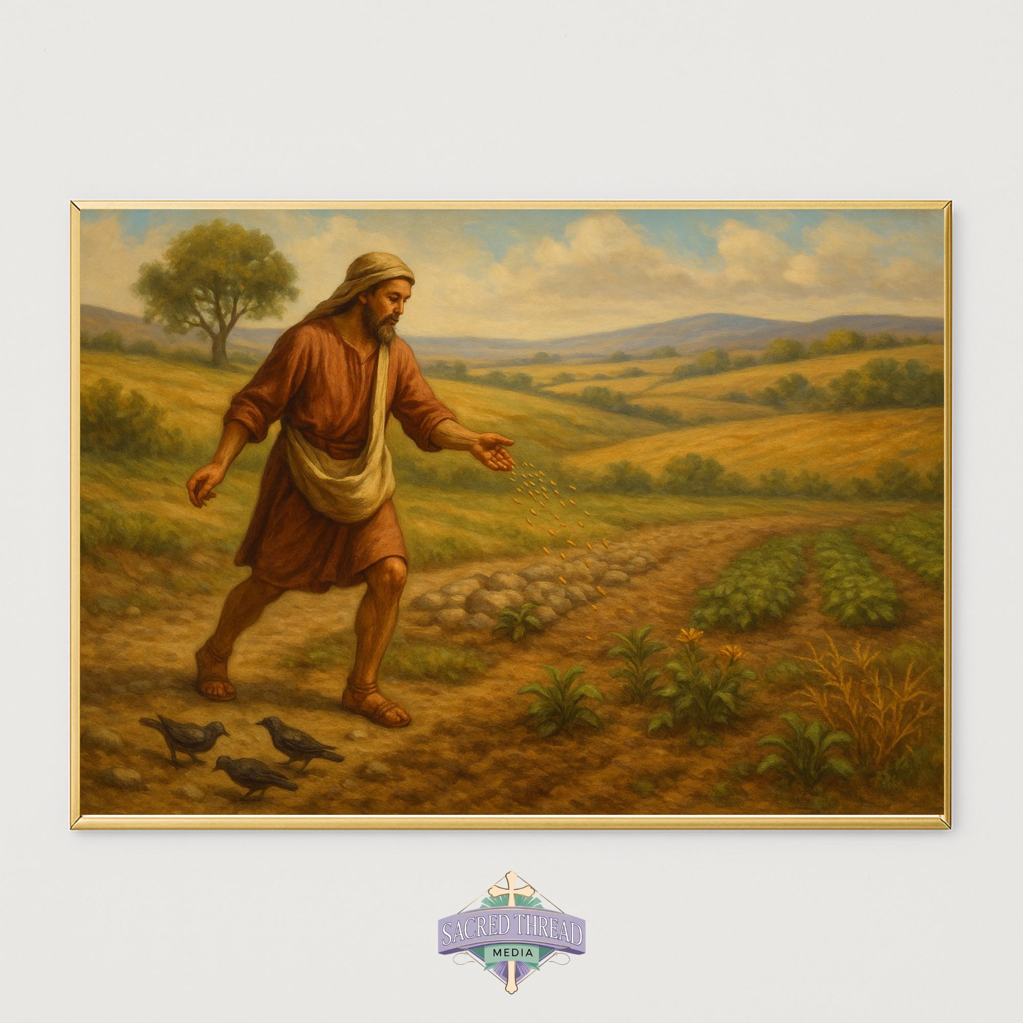 Parable of the Sower Print: Rustic Biblical Wall Art (digital Download ...