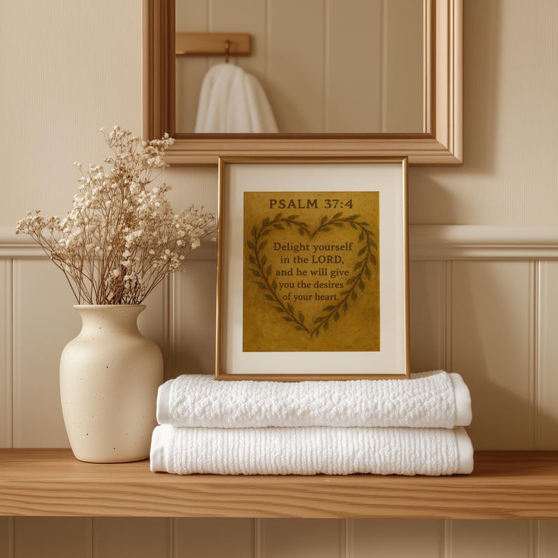 Rustic Scripture Paintings Psalm 37:4 Rustic Heart Wreath Art – Vintage Christian Scripture ...