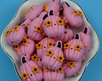 Double Side 3D Thanksgiving Pumpkin Silicone Focal Beads,For Beadable Pen 51730
