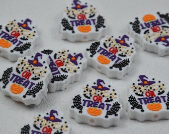 Double Side Halloween Pumpkin Trick Or Treat Silicone Focal Beads,Beadable Pen 53095