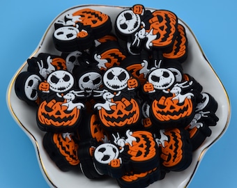 Double Side Halloween Pumpkin Ghost Spooky Silicone Focal Beads,Beadable Pen 51750