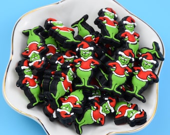 Double Side Christmas Green Guy Silicone Focal Beads,Beadable Pen 50408