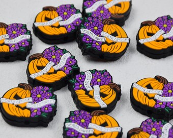 Double Side Halloween Pumpkin Silicone Focal Beads,Sorta Spooky Sorta Sweet Beadable Pen 53115