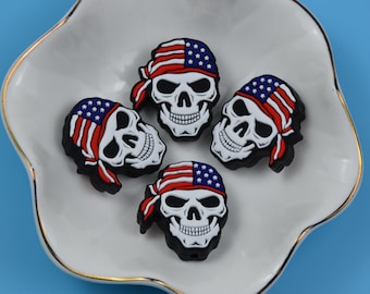 Double Side Halloween American Flag Skeleton Ghost Silicone Focal Beads,Beadable Pen 51944