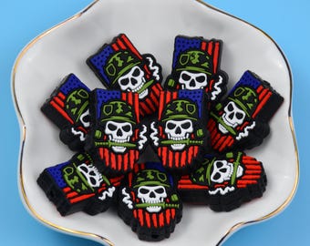 Double Side Halloween Skull Skeleton Ghost Knife Soldier Silicone Focal Beads,Beadable Pen 51946
