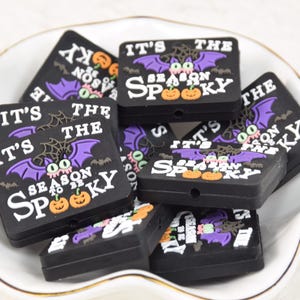 Halloween Spooky Skeleton Bat Silicone Beads,Loose Pen Beads,Gifts Focal Beads Charm,DIY Jewelry Accessories Supply,Lanyard Focus Beads