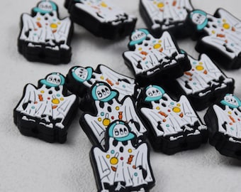 Double Side Halloween Boo Ghost Silicone Focal Beads,Beadable Pen 53104
