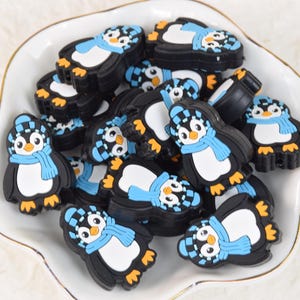 Lovely Penguin Animal Silicone Beads,Loose Pen Beads,Gifts Focal Beads Charm,DIY Jewelry Accessories Supply,Lanyard Focus Beads
