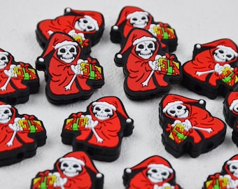 Double Side Halloween Skull Skeleton Ghost  Silicone Focal Beads,Christmas Beadable Pen 53105
