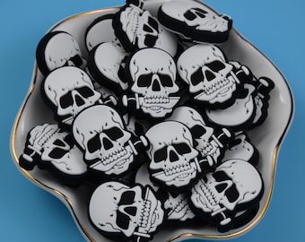 Double Side Halloween Skull Skeleton Ghost Silicone Focal Beads,Beadable Pen 51798