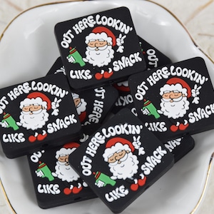 Christmas Santa Claus Tumbler Silicone Beads,Loose Pen Beads,Gifts Focal Beads Charm,DIY Jewelry Accessories Supply,Lanyard Focus Beads
