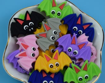 Double Side 3D Halloween Bat Silicone Focal Beads,Beadable Pen 51324