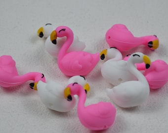 3D Flamingo Animal Silicone Focal Beads,Loose Bead For Beadable Pen 51064