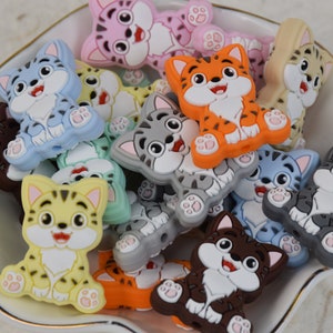 Cute Cat Animal Silicone Beads,Loose Pen Beads,Gifts Focal Bead Charm,Jewelry Accessories,Keychain Keyring Bracelet Necklace Lanyard Making