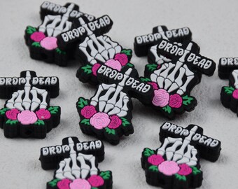 Double Side Halloween Drop Dead Skeleton Hand Silicone Focal Beads,Beadable Pen 53092