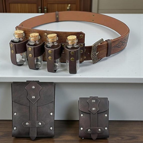 Medieval Viking Belt Set With Potion Bottle | Renaissance 