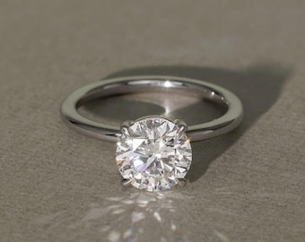 4-Prong Round Engagement Ring in 925 Silver, 2 CT Moissanite Engagement Rings, Solitaire Moissanite Ring, Gold Promise Ring