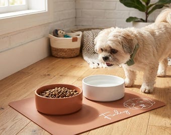 Personalized Dog Feeding Mat, Custom Pet Bowl Mat, Dog Food Mat, Personalized Dog Mat, Pet Name Mat, Non Slip Feeding Mat