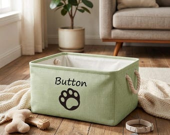 Cesta de juguetes personalizada para mascotas, cesta de almacenamiento tejida a medida con nombre, organizador de juguetes para perros o gatos, cesta de regalo para mascotas.