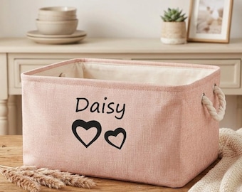 Cesta de juguetes personalizada para mascotas, cesta de almacenamiento tejida a medida con nombre, organizador de juguetes para perros o gatos, cesta de regalo para mascotas.