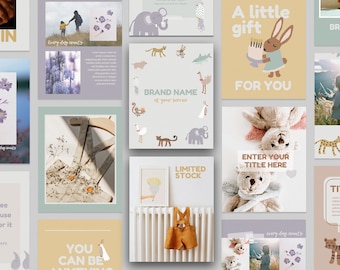 Kids Brand Instagram Template Bundle | Canva Templates for Children’s Clothing & Small Business