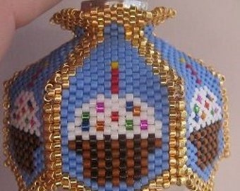 Mini Happy Birthday Beaded Ornament Cover E-Pattern