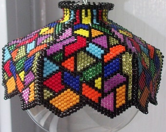 Stained Glass is a Blast Beaded Ornament Cover E-Pattern