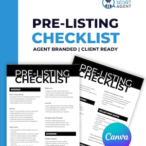 Real Estate Agent Pre-Listing Checklist | Home Seller Cleaning and Prep Guide (Canva Template)