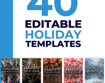 Year of Holidays Social Media Templates | 40 Editable Canva Posts (Digital Download)