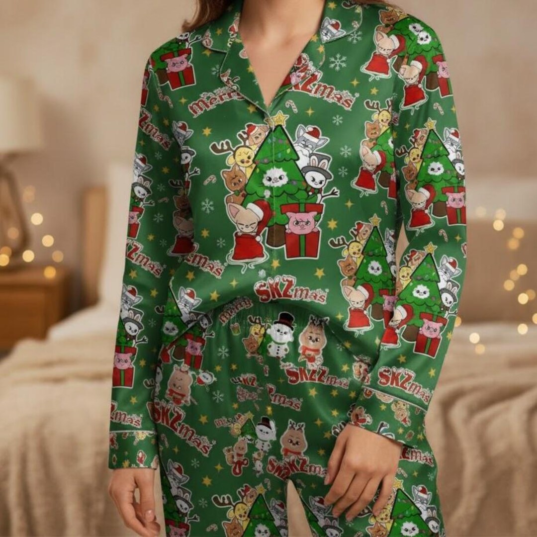 Skzcode Pajamas Stray Kids Christmas Pajamas Set, SKZ Holiday Characters PJS, Full ...