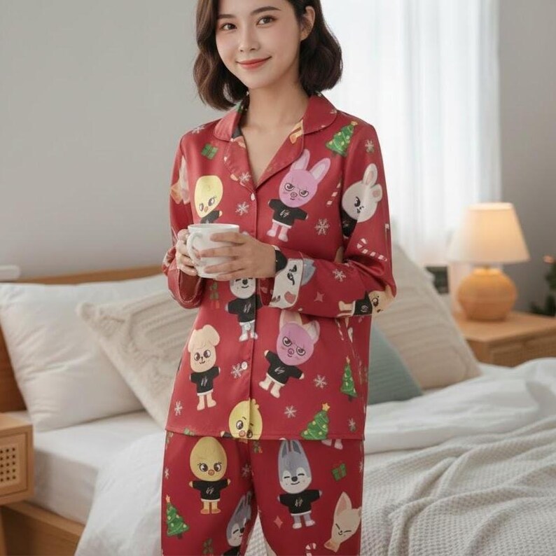 Skzcode Pajamas Pyjama de Noël SKZOO Stray Kids, ensemble de motifs animaliers K-Pop ...