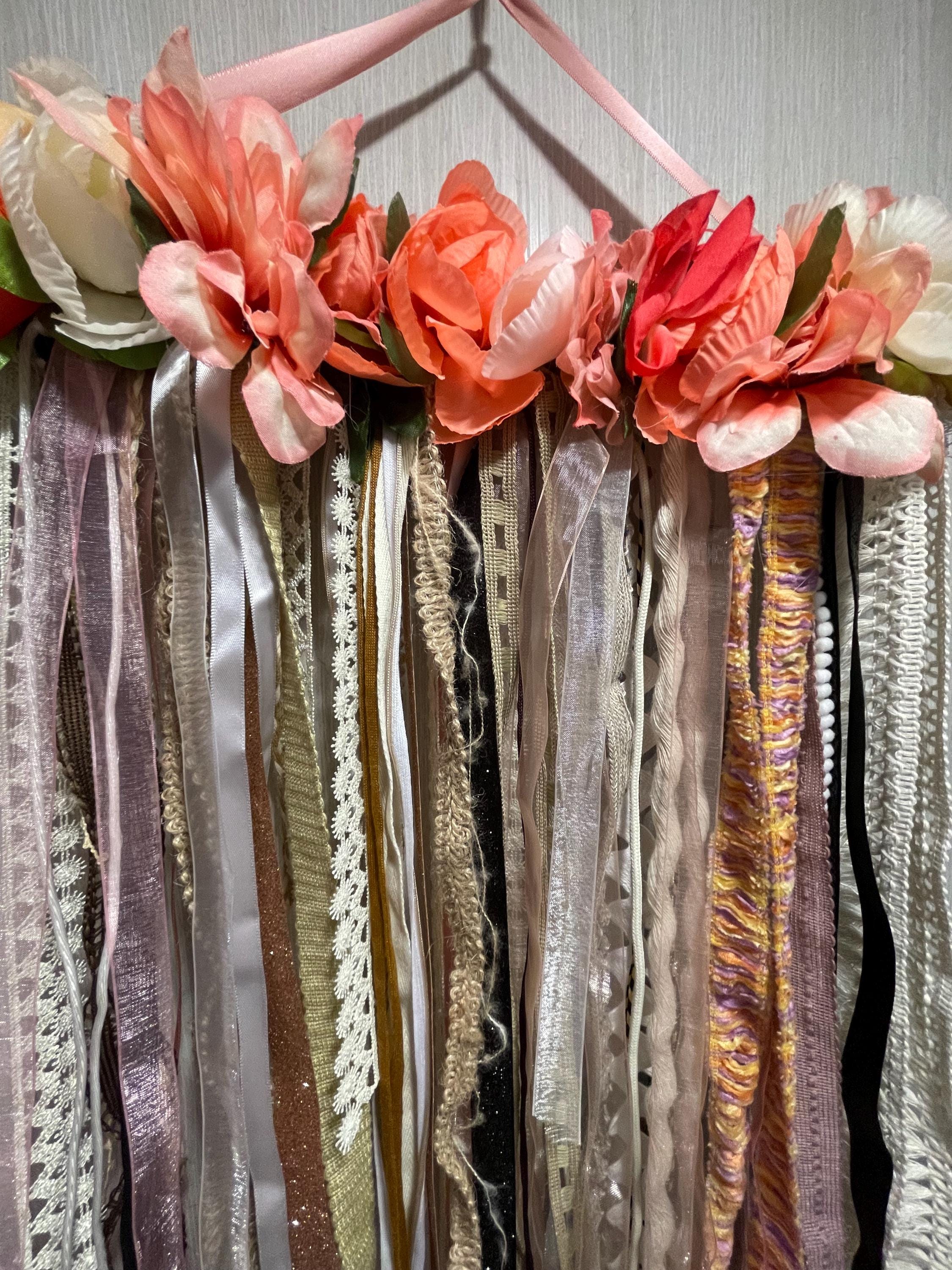 Handcrafted Floral/ribbon Wall Hanging - Etsy