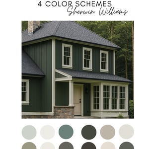 Modern Green Exterior - 4 Color Palettes (Sherwin Williams)