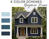 Blue Exterior Colors – 4 Harmonious Palettes with Variations (Benjamin Moore)