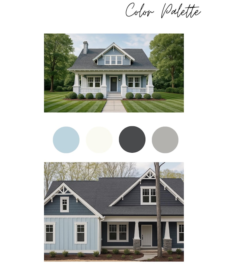 Blue Exterior Colors – 4 Harmonious Palettes With Variations (benjamin ...