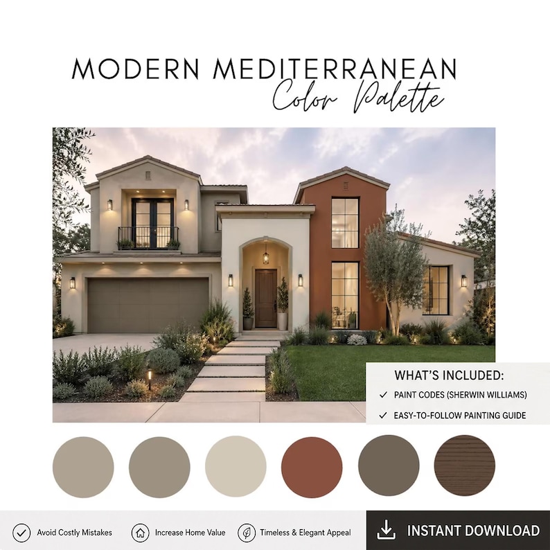 Modern Mediterranean Color Palette for Exterior (sherwin Wiliiams) - Etsy