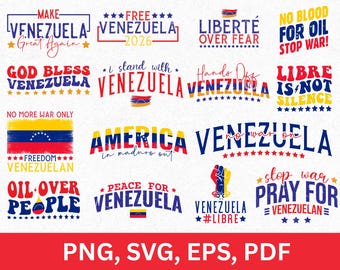 Venezuela Clipart Bundle, Venezuela Protest Shirt Design, Venezuela SVG PNG, Venezuela Libre 2026, Free Venezuela,  Digital Download