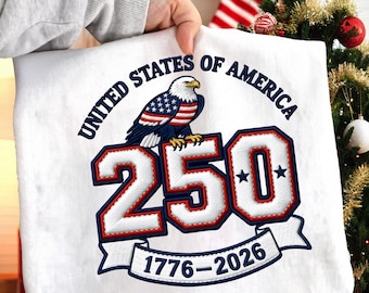 USA 250th Anniversary Patriotic Eagle 1776-2026 Embroidery Design, 4th of July PNG, USA Birthday, Independence Clipart Digital Download