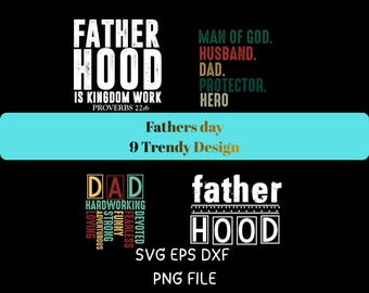 Father’s Day SVG Bundle, Dad Quotes, Fatherhood Is Kingdom, Man of God, Dad The Man The Legend, Patriotic Dad Graphic, Digital Download