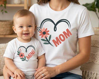 Mom & Mimi Floral Heart PNG Bundle, Mother’s Day Grandma Gift, Cute Flower Heart Shirt Design, Spring Sublimation, Digital Download