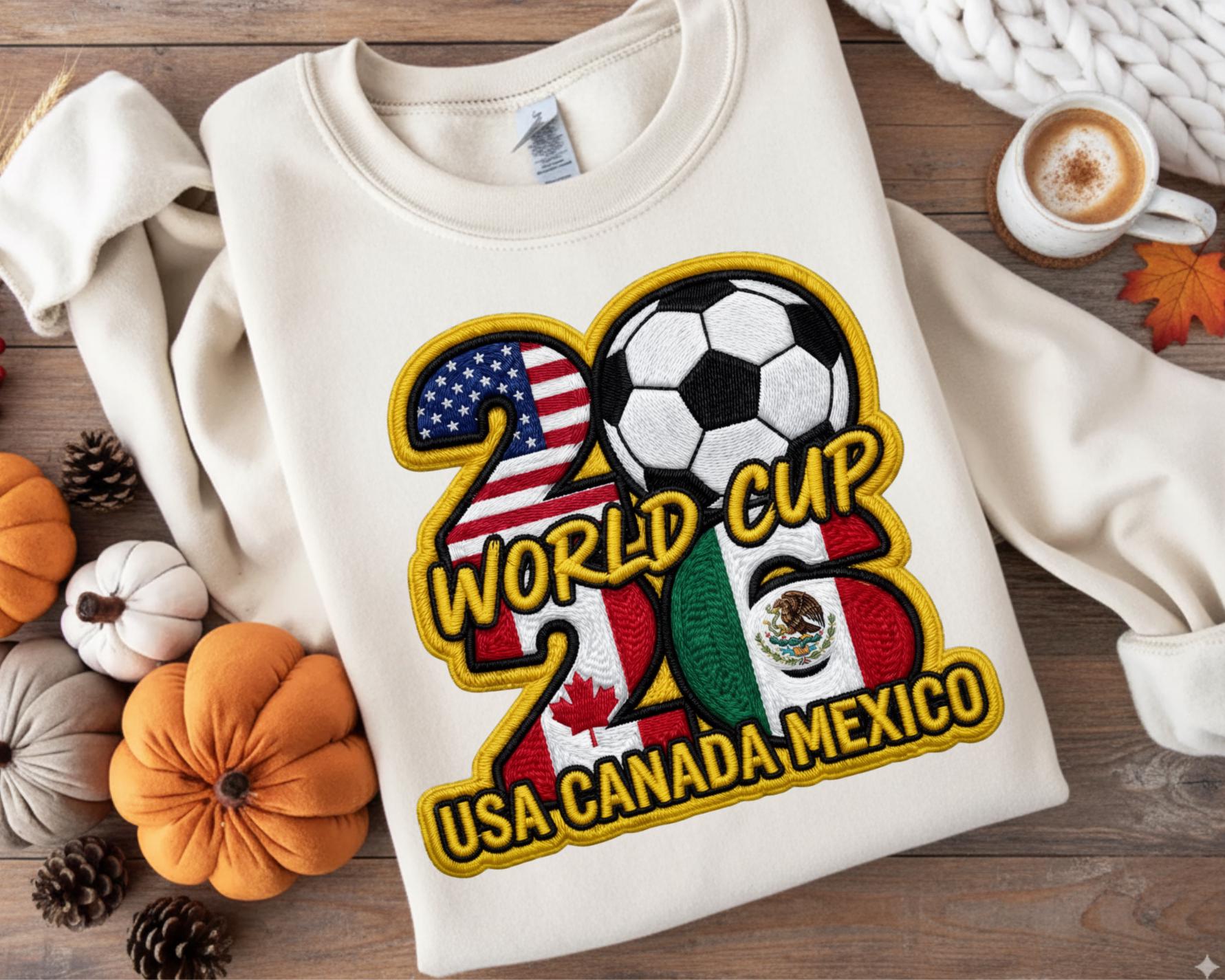 2026年ワールドカップ刺繍パッチPNG、アメリカ・カナダ・メキシコ