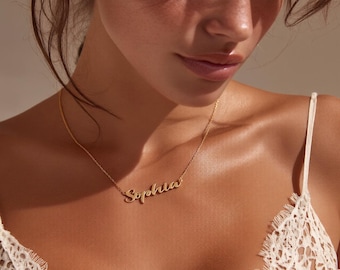 Custom Full Name Necklace 18K Gold Plated Personalized Name Pendant Stainless Steel Nameplate Jewelry