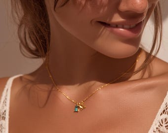 Anpassat födelsestens- och initialhalsband Personligt bokstavshänge Elegant smycke med födelsemånad