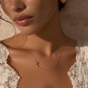 Dainty & Delicate Sideways Cross Necklace | 18K Gold Plated |  Layering /Stackable /Solo Wear