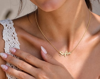 Custom Full Name Necklace 18K Gold Plated Personalized Name Pendant Stainless Steel Nameplate Jewelry