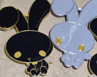 Black & White Bunny Ornaments 4" 3D Printed Anime Hanging Decor